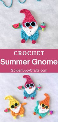 Crochet summer gnome for embellishment, various decorations, small gift idea