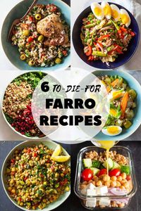 These 6 farro recipes are perfect for easy meal prep. From farro salad to vegetarian meal prep bowls, you can make a meal that is as delicious as it is healthy! #farro #healthysalad #vegetarian #mealprep #healthylunch #healthydinner