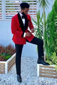 Black Velvet Lapel Banding Edge Sparkle Red Mens Suit for Prom | Allaboutsuit