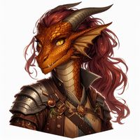 dnd adventurer copper dragonborn girl