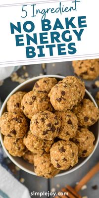 These Five Ingredient No Bake Energy Bites are easy and such a perfect snack! These keep everyone feeling full between meal.