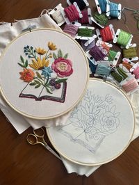 Free Embroidery Pattern: Blooming Books - The Mom Creative