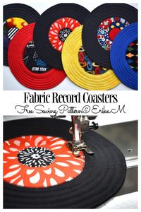 DIY Fabric Record Coasters Free Sewing Pattern | Fabric Art DIY