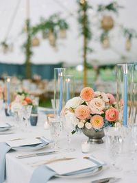 Peach and Blue Wedding Decor