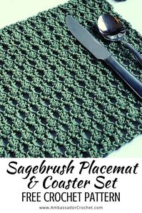 Sagebrush Placemat & Coaster Set Free Crochet Pattern - Ambassador Crochet