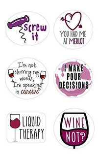 Have you ever set your wine glass down at a soireé, only to discover three others sitting next to it when you return... and they all look alike? Our fun and clever Wine Glass Stickers are designed to help you easily identify your glass, thus avoiding unwanted germs (aka “cooties”) from drinking from someone else’s glass. Not only do these unique stickers prevent this awkward - and potentially unhealthy - situation, but they’re also fantastic conversation starters. If you like your humor dry - like your wine - these clever stickers are for you! After all, drinking wine is already fun. Why not increase the fun-factor with a note of playful wine-related humor? The perfect hostess gift, holiday gift or party favor! Delight your friends and loved ones with this set of 12 nicely-designed sticker