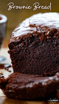 Brownie Bread is a loaf of fudgy chocolate bread that is like a brownie but cut and served like a slice of bread. Then, milk chocolate ganache gives the loaf even more chocolate flavor! It is a quick bread that will quickly be gone, for sure!