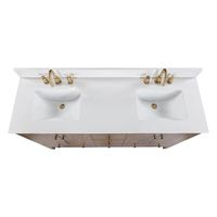 Glacier Bay Rory 60 in W x 20 in D x 35 in H Double Sink Bath Vanity in Walnut With White Engineered Marble Stone Vanity Top 23032-VS60-WA - The Home Depot