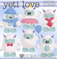 Yeti Clipart Set -Personal and Limited Commercial Use- Cute Fluffy Abominable Snowman Clip Art