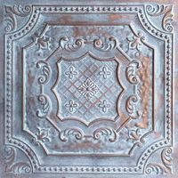 The DCT04-Elizabethan Shield Faux tin ceiling tile is a part of our From Plain To Beautiful collection. This Faux tin ceiling tile is sized at 2 ft. x 2 ft., It is suitable for both commercial and residential applications and can be installed by either gluing it over stable surfaces or dropping it into a grid system. The panels are constructed from lightweight PVC material, which provides a crisp design and a stunning finish. Size: 2' x 2'.  Color: Orange.