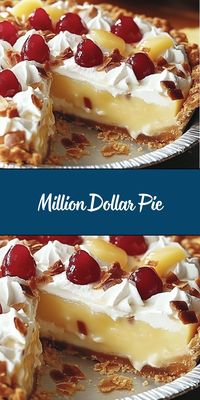 Million Dollar Pie is a creamy, no-bake dessert loaded with tropical flavors and rich textures. This classic treat combines sweetened condensed milk, whipped topping, pineapple, and coconut in a graham cracker crust, creating a decadent pie that’s both easy to make and a delight to eat. Perfect for potlucks, barbecues, or any occasion, it’s a pie that feels luxurious without breaking the bank.