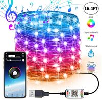 4-FQ Fairy Lights Led String Lights Plug in for Indoor Outdoor Twinkle Lights USB 32.8FT Hanging Curtain String Lights Color Changing Music Sync Bluetooth APP Phone Starry Lights Bedroom - 2m 20LEDS