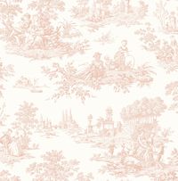 Depicting intricate scenes of the French countryside, this Chateau Toile prepasted wallpaper adds character and charm to any space. With its soft color palette and whimsical illustrations, the timeless wallcovering is easy to install with the addition of water. Printed on prepasted, acrylic coated paper, this wallpaper easily adds character to your well-decorated interior without the hassle of wallpaper paste. Proudly printed in the USA! •Prepasted: water activated, no additional adhesive requir