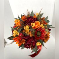 Professionally Made, Never Used Xl Wedding Bridal Bouquet With One Matching Pocket Square Boutonniere And One Wrist Corsage. Perfect For Small Ceremony Or Elopement.