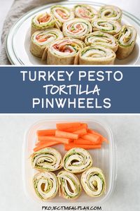 Turkey Pesto Tortilla Pinwheels - My favorite deli cold lunch in a homemade version, PLUS pesto!! Perfect to meal prep as a make-ahead work lunch option! #coldlunch #pinwheels #mealprep