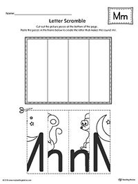 Letter M Scramble Worksheet. Practice recognizing the uppercase and lowercase letter M shape along with it's beginning sound in this printable worksheet.