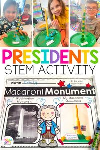 Your elementary students will love learning about Presidents Day with these fun and engaging reading, writing, STEM and craft activities. This blog post details a variety of Presidents Day activities for your primary classroom. Planning this February holiday will be a snap with all of these engaging classroom activities for kindergarten, first and second grade. Teach your students about US presidents, monuments and more with these Presidents Day resources. #Elementary #FebruaryClassroom #STEM