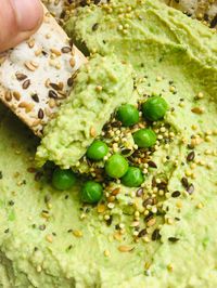 This 5-Minute Oil-Free Creamy Pea Hummus is a tasty twist on the classic hummus recipe. Perfect for parties, picnics, lunch boxes, or snacks.