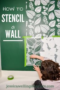 Paint an accent wall with a beautiful stencil to create the look of wallpaper on a budget! This quick & easy project is perfect for bathrooms, offices, nurseries, and more!