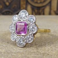 pink sapphire cluster engagement ring found on Etsy