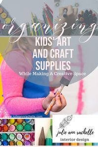 INTRODUCING 6 STEPS TO ORGANIZING YOUR KIDS' ART SUPPLIES WHILE MAKING A CREATIVE SPACE Six steps to organizing your kids' art supplies while making a creative space for children and big kids is a simple step-by-step 4-page free PDF that's easy to understand and apply to your home. You'll learn how to set up a creative space in your home, complete with a floorplan.  You'll get an organized shopping list of ...