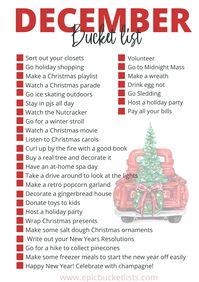 Free printable December Bucket List. What's on your December bucket list? Why not check off a couple of fun holiday items from our Christmas bucket list. Use it to celebrate where you live and where life takes you!