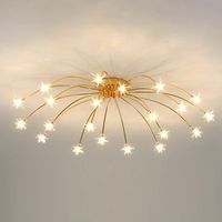 Madina Art Deco Starry Metal/Glass Flush Mount Ceiling Light, Black/Gold/Chrome