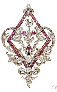 A Belle Epoque Ruby and Diamond Pendant/Brooch, French.