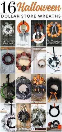 DIY Dollar Store Halloween Wreaths - You won't believe that these Halloween wreaths were made from dollar store supplies! #halloweenstore