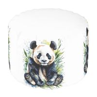 Beautiful Watercolor Panda Bear  Pouf