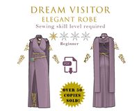 KINDLY NOTE THERE ARE NO SEWING INSTRUCTIONS, ONLY PATTERNS AND FILES! We are happy to present you with our DIY pattern kit of the Dream Visitor robe! Please note that this is a digital pattern, not a physical product. After the purchase, you can immediately download the kit via link. Also, kindly notice that there is no seam allowance in our patterns and no step-by-step instructions are provided. The pattern kit includes: - Elegant Robe (feminine) PDF patterns (one size) in Letter and A4 format