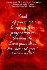 Each of you must bring a gift in proportion to the way the Lord your God has blessed you. Deuteronomy 16:17