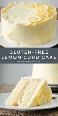 This Gluten-Free Lemon Curd Cake is a real homey cake. Made with fresh lemon curd sandwiched between lemon and vanilla infused sponges and covered with a buttery lemon curd swiss meringue buttercream. #glutenfreecake #lemoncurdcake #glutenfree #cake