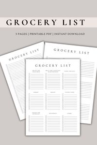 Organize your shopping with this minimalist Grocery List printable! Featuring 9 essential categories, it’s designed for easy use with sections for everything from produce to pantry items. Available in A4, A5, and US Letter sizes, perfect for keeping track of your weekly groceries. Instant download for immediate use!

Grocery list | grocery list printable | grocery list template | Food list | Shopping list | carnivore diet grocery list | low carb grocery list | to do list | meal planner | meal prep planner | grocery planner