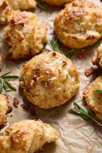 Bacon, Rosemary, and Gruyere Drop Biscuits - Baker by Nature