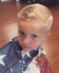 Look how handsome Ben looks this morning! So glad this boy let me finally do a whole hair cut on him! I gave him a fade & a little hard part and it is too cute on him! @beckakyle #boyhaircut