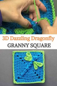 This 3D Dazzling Dragonfly Granny Square Is Simply Adorable!