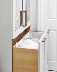 Bathroom Pull Out Hamper Cabinet with Clothes Dividers - Transitional - Bathroom