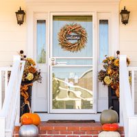 Welcome the season with a charming Autumn Front Door Wreath! This harvest wreath is beautifully crafted with vibrant fall flowers, realistic foam leaves, and adorable small pumpkins, making it the perfect addition to your fall décor. Ideal for decorating your front door, entryway, or mantel for Thanksgiving, Halloween, or any fall occasion. Add a cozy, festive touch to your home this season with this stunning wreath. Pin now for seasonal decorating inspiration! #FallWreath #HarvestWreath #AutumnDecor #FrontDoorDecor #FallFlowers #PumpkinDecor #ThanksgivingDecor #HalloweenDecor #SeasonalDecor