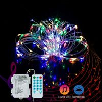 YOZATIA 50/100LEDs 32.8ft Sound Activated Music LED String Lights 12 Modes Waterproof Silver Wire Multicolor USB Powered Fairy Lights with Remote Control for Home Party Birthday Wedding Decor - Warm White 5m 50LEDS