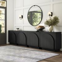 Large Mid-Century Credenza Console Table Black (Set of 4)