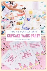 How to plan an epic Cupcake Wars birthday party + FREE printables! This fun birthday theme is perfect for tweens who love to bake and are big fans of the baking competition show Cupcake Wars.