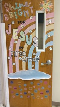 Pastel Rainbow Christian Door Decor for School