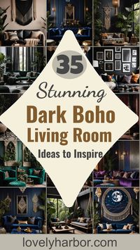 Discover how to transform your living space with dark boho charm! Crafting an enchanting dark boho living room involves a play of textures, rich colors, and personal flair. Consider incorporating velvet throw pillows, macrame wall hangings, dark wood furniture, Moroccan rugs, and potted plants for a cozy yet sophisticated atmosphere. #DarkBoho #LivingRoomInspo #HomeDecor. Unleash creativity in your home decor now!