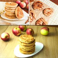 These Fried Apple Rings look like giant apple donuts/doughnuts. They are neither deep-fried nor baked. The juicy apple slices are dipped into a 3-ingredient psyllium husk pancake batter, fried like a pancake and sprinkled with cinnamon sugar. Vegan and gluten-free. CLICK on link for full recipe with detailed instructions. #veganapplerings #glutenfreeappledessert #veganappledessert #oilfreeappledessert #wfpbdessert #vegandessert #glutenfreedessert #mypureplants