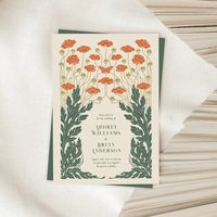 This Wedding Invitation from the Art Nouveau Collection showcases a beautiful vintage floral design that exudes modern elegance. Personalize it with your details easily and quickly. Simply press the 'customize it' button to further re-arrange and format the style and placement of the text.