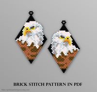 This is an instant DIGITAL download PDF pattern. Bald Eagle Diamond Shaped Earrings, Brick Stitch Pattern for beading, Seed bead pattern,  beading pattern, American Bald Eagle THE PDF FILE INCLUDES: 1. Pattern 2. Bead Legend: color, name, number, and quantity of beads 3. A large, detailed, numbered graph of the pattern  (One in color and one without color) 4. A word chart of the pattern To browse more of my patterns please follow the link: https://goldbeaddesignua.etsy.com Only pattern, not step