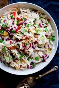 Easy Holiday Slaw with Apple and Pomegranate | Side Dish | Salad | Vegan | Gluten-free | Paleo | Holiday | Vegetarian | Christmas | Winter | Healthy Seasonal Recipes | Katie Webster