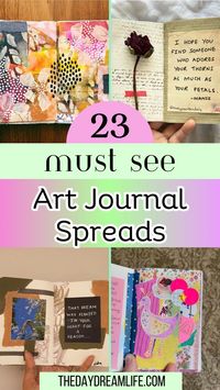 Dive into these 23 art journal inspirational pages, packed with creative ideas and mixed media techniques to inspire your art journaling. You'll find a treasure trove of creative collage inspirations and unique art journal techniques to try. These are journal pages are filled with art journal doodles, art journal pages with watercolor and mixed media. These ideas are easy, this is pure art journal therapy!