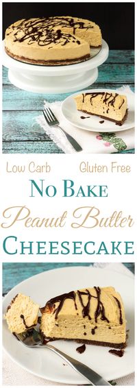 Enjoy this yummy low carb no bake peanut butter cheesecake any time of year. The gluten free crust is sweetened blend of almond flour, cocoa, and butter. Keto Sugar Free Banting Dessert!